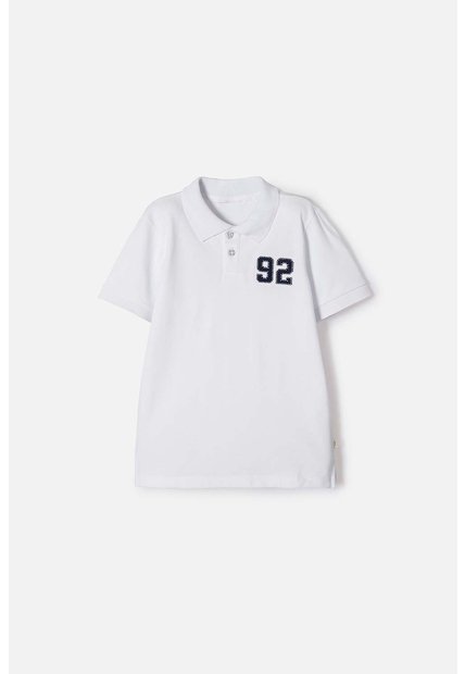 Camiseta Tipo Polo Mic Blanco Para Niño 12