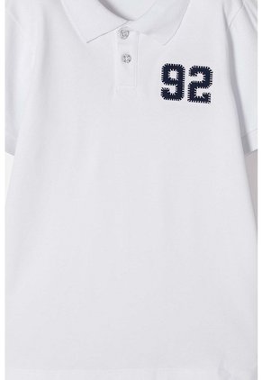 Camiseta Tipo Polo Mic Blanco Para Niño 12