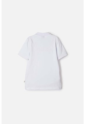 Camiseta Tipo Polo Mic Blanco Para Niño 12