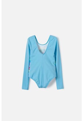 Vestido De Baño Entero Mic Manga Larga Azul Para Niña 8