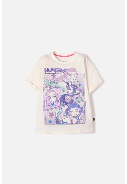 Camiseta De K- Pop Demon Hunters Manga Corta Marfil Para Niña