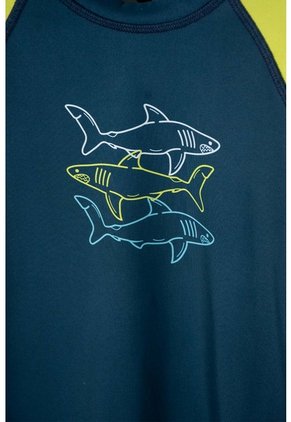 Camiseta De Baño De Mic Azul Y Verde Para Niño 12