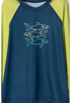 Camiseta De Baño De Mic Azul Y Verde Para Niño 12
