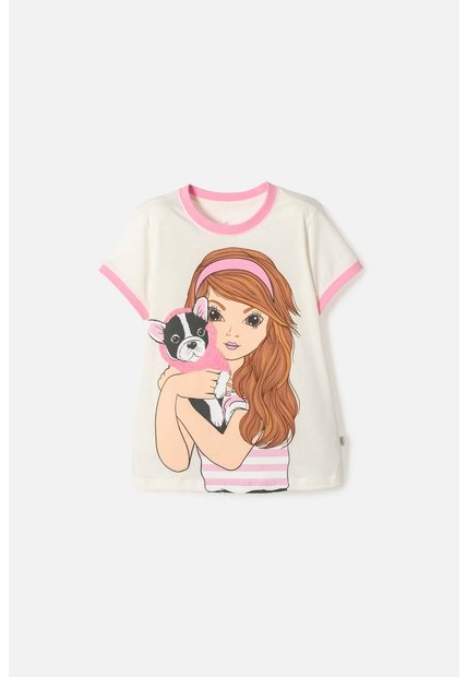 Camiseta De Mic Manga Corta Marfil Para Niña 8
