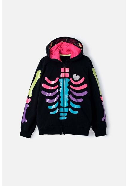 Buzo De Mic Catrina Con Capucha Negro Para Niña 12
