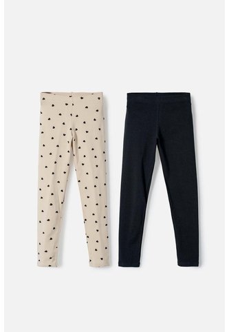 Pack X2 Leggins De Mic Caqui Y Negro Para Niña 8 MARCA MIC