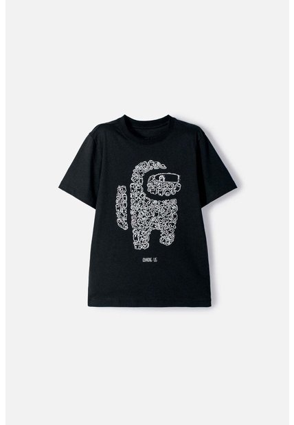 Camiseta De Among Us Manga Corta Negro Para Niño L