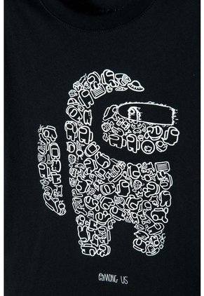 Camiseta De Among Us Manga Corta Negro Para Niño L