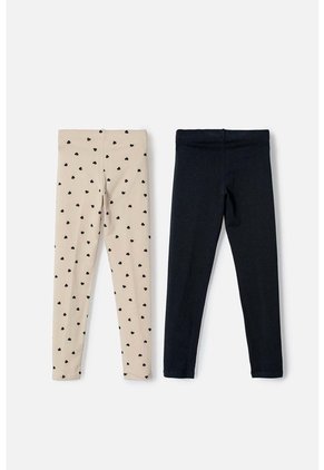 Pack X2 Leggins De Mic Caqui Y Negro Para Niña 8
