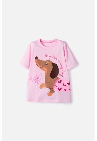 Camiseta De Mic Manga Corta Rosado Para Niña 4 MARCA MIC