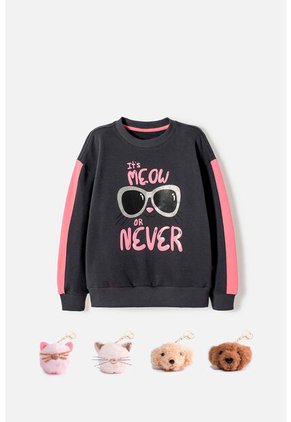 Buzo De Mic Cerrado Gris Para Niña 12