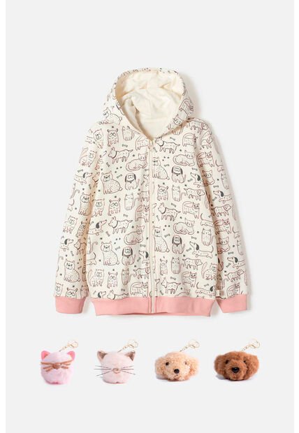 Buzo De Mic Con Capucha Marfil Para Niña 12