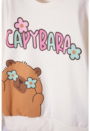 Buzo De Capybara Marfil De Diseño Cerrado Para Niña 8
