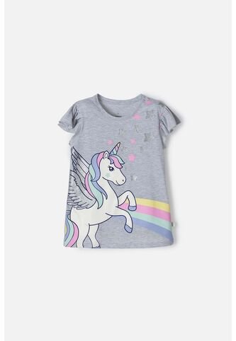 Camiseta De Mic Manga Corta Gris Para Niña 12 MARCA MIC