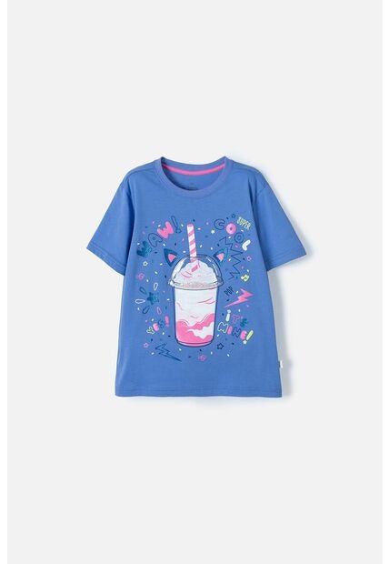 Camiseta Mic Azul Hortensia Manga Corta Para Niña 12