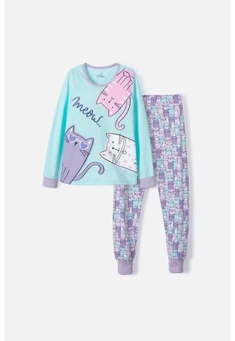 Pijama De Mic De Pantalón Largo Verde Y Morada Para Niña 10 MARCA MIC