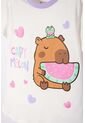 Pijama De Capybara Lila Y Blanca De Pantalón Largo Para Niña 4 de MARCA MIC