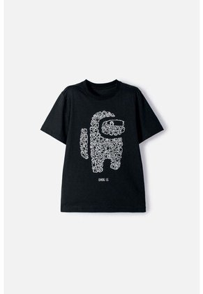 Camiseta De Among Us Manga Corta Negro Para Niño S