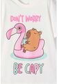 Camiseta De Capybara Marfil Estampada En Frente Para Niña 12 de MARCA MIC
