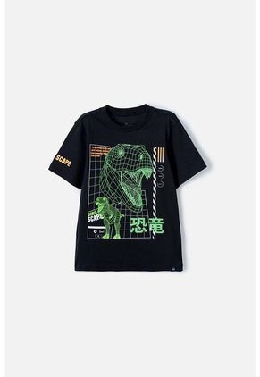 Camiseta Mic Negra Estampada Para Niño 6