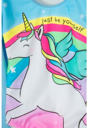 Vestido De Baño Entero Mic Manga Larga Azul Para Niña 10