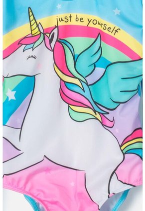 Vestido De Baño Entero Mic Manga Larga Azul Para Niña 10