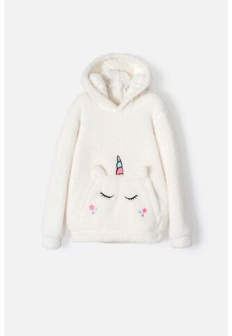 Buzo De Mic Con Capucha Y Cerrado Marfil Para Niña 12 MARCA MIC