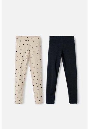 Pack X2 Leggins De Mic Caqui Y Negro Para Niña 10