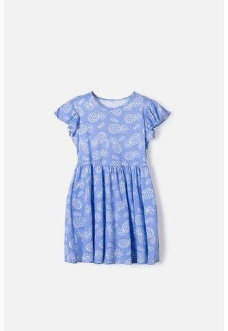 Vestido De Mic Manga Corta Azul Para Niña 4 MARCA MIC