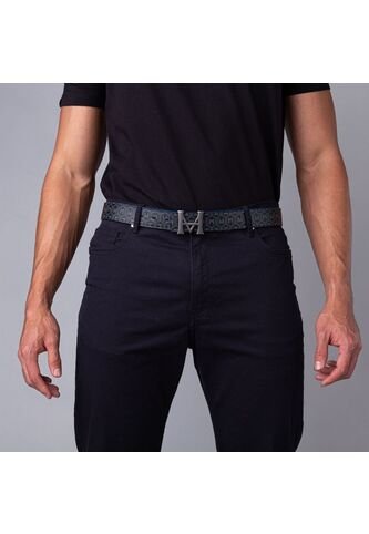 Cinturón Casual Monograma Palenque Doble Faz Noche Azul Cinturón Casual Monograma Palenque Doble Faz Noche Azul Talla XL Mario Hernández