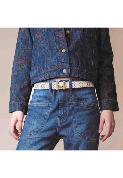 Cinturón Casual Monograma Doble Faz Primario Café Beige Cinturón Casual Monograma Doble Faz Primario Café Beige Talla L