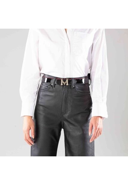 Cinturón Casual Monograma Doble Faz Nero Rosso Cinturón Casual Monograma Doble Faz Nero Rosso Talla S