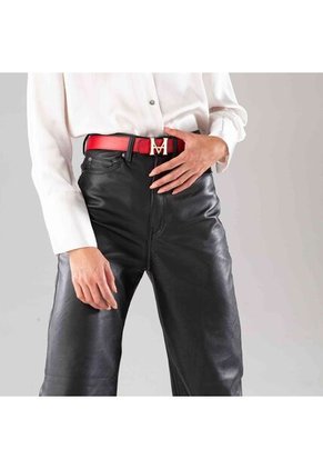 Cinturón Casual Monograma Doble Faz Nero Rosso Cinturón Casual Monograma Doble Faz Nero Rosso Talla S