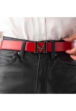 Cinturón Casual Monograma Doble Faz Nero Rosso Cinturón Casual Monograma Doble Faz Nero Rosso Talla S