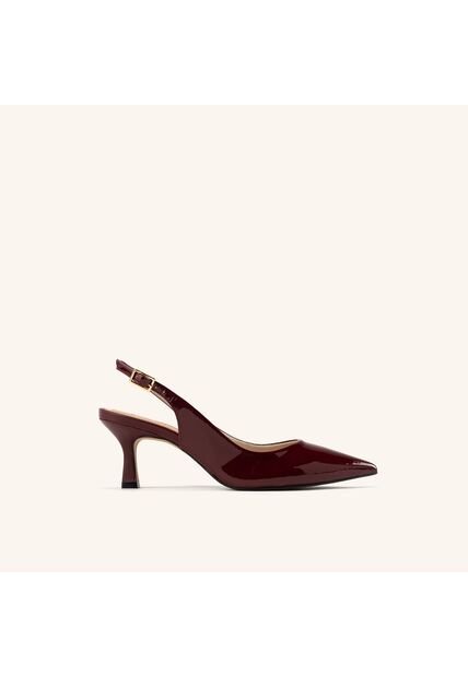 Tacones Capital Con Correa Borgoña Glamour Tacones Capital Con Correa Borgoña Glamour Talla 37