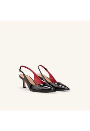 Tacones Capital Con Correa Negro Noche Glamour