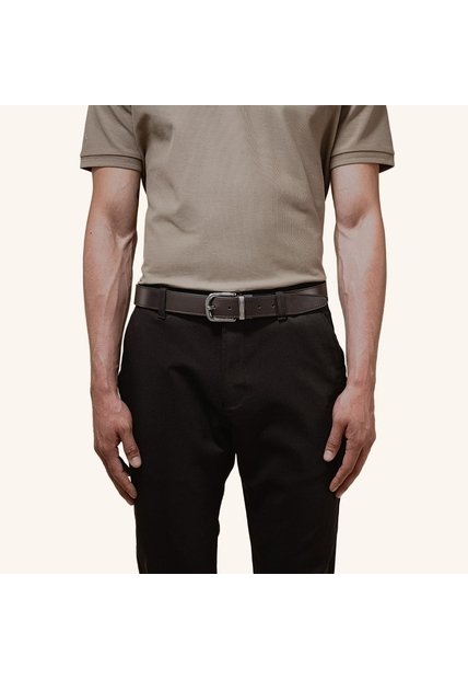 Cinturón Casual Doble Faz Chocolate Negro Esencial