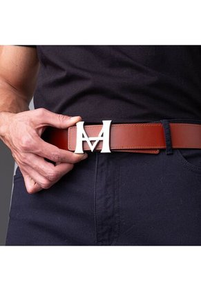 Cinturón Casual Monograma Doble Faz Indigo Caoba Cinturón Casual Monograma Doble Faz Indigo Caoba Talla S