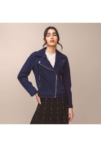 Chaqueta Biker Agata Azul Gamuza Gema MH Chaqueta Biker Agata Azul Gamuza Gema MH Talla 6