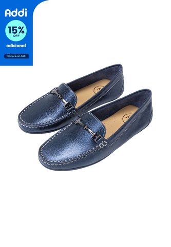 Mocasín Anahi Azul Metálico MH Mocs Mocasín Anahi Azul Metálico MH Mocs Talla 37 Mario Hernández