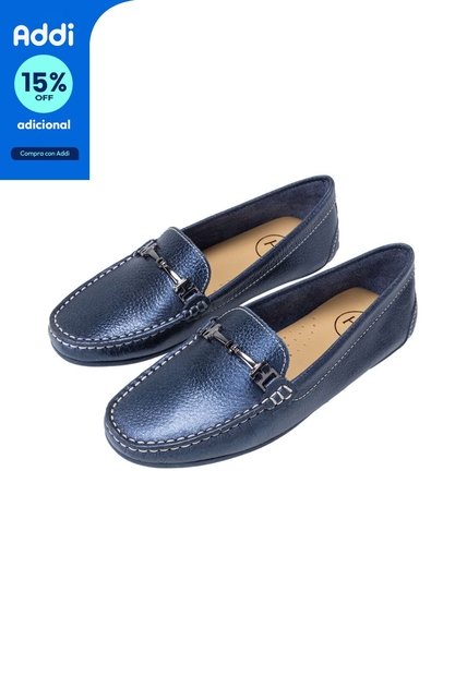 Mocasín Anahi Azul Metálico MH Mocs Mocasín Anahi Azul Metálico MH Mocs Talla 37