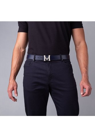 Cinturón Casual Monograma Doble Faz Indigo Caoba Mario Hernández
