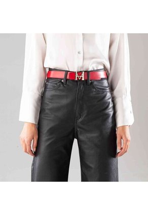 Cinturón Casual Monograma Doble Faz Nero Rosso Cinturón Casual Monograma Doble Faz Nero Rosso Talla M