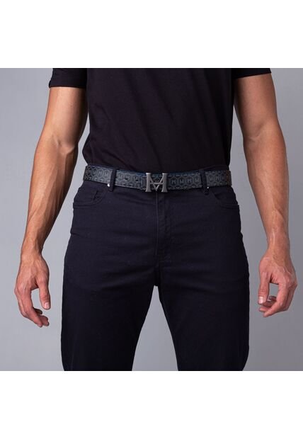 Cinturón Casual Monograma Palenque Doble Faz Noche Azul Cinturón Casual Monograma Palenque Doble Faz Noche Azul Talla XL