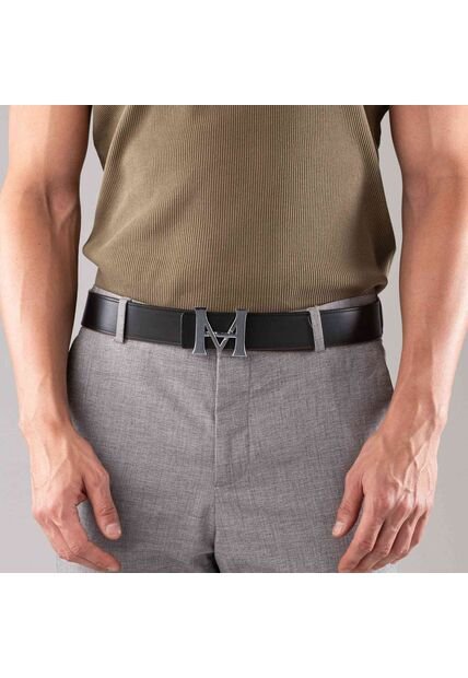 Cinturón Casual Monograma Doble Faz Negro Caramelo Cinturón Casual Monograma Doble Faz Negro Caramelo Talla XL