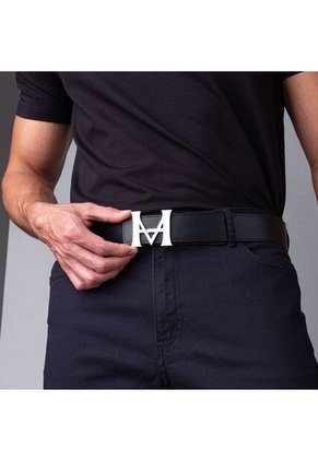 Cinturón Casual Monograma Doble Faz Negro Caramelo Cinturón Casual Monograma Doble Faz Negro Caramelo Talla M