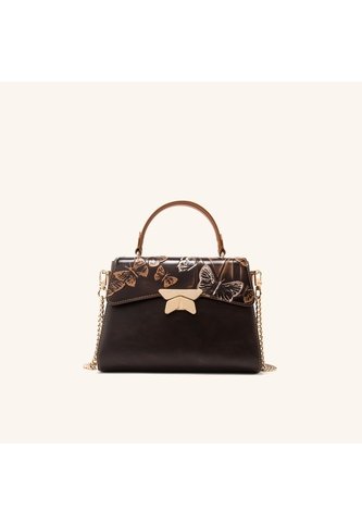 Bolso De Mano Alma Con Cadena Capuchino Mariposas Mario Hernández