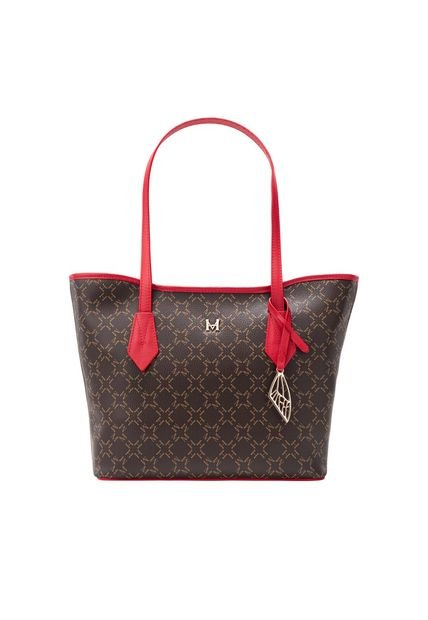 Tote Alas Mediano Café Rojo Primario Básico Tote Alas Mediano Café Rojo Primario Básico