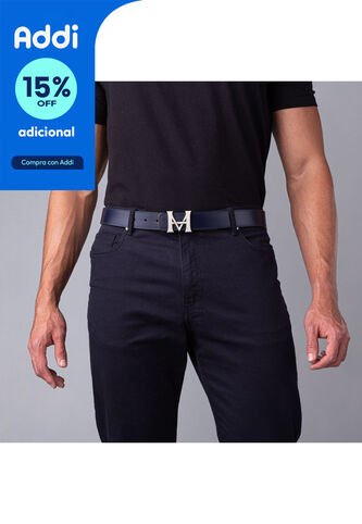 Cinturón Casual Monograma Doble Faz Indigo Caoba Cinturón Casual Monograma Doble Faz Indigo Caoba Talla S Mario Hernández