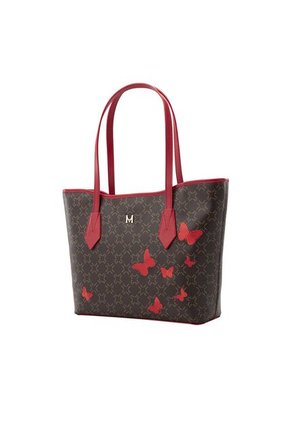 Tote Alas Mediano Café Rojo Primario Mariposas Tote Alas Mediano Café Rojo Primario Mariposas